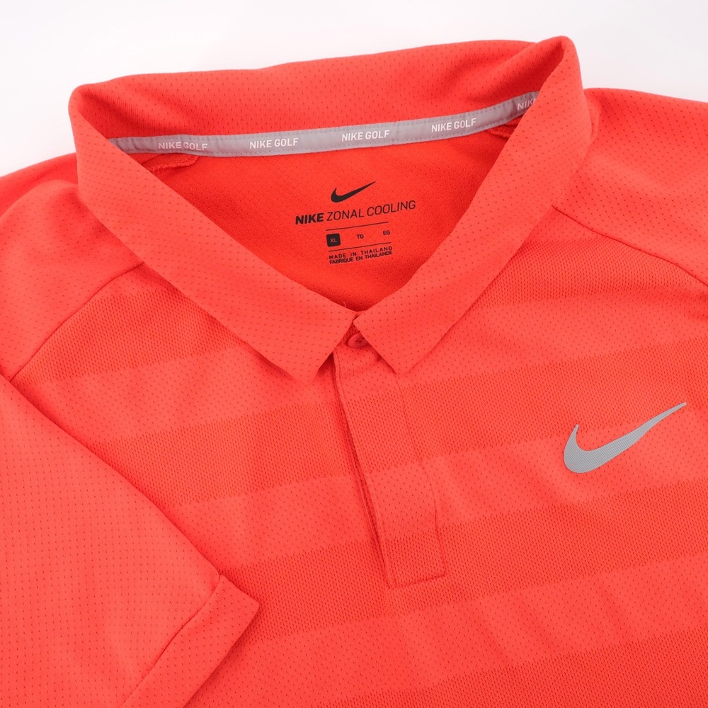 Nike Zonal Cooling Striped Polo Shirt Orange Short Sleeve Mens XL AH8465-816